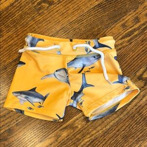 Yellow Shark Print Swim Shorts infant